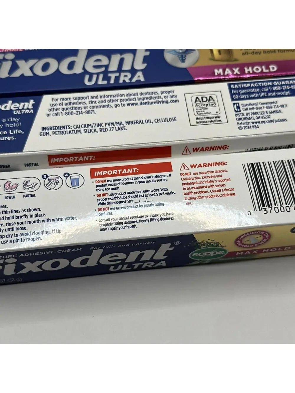 Fixodent ULTRA Max Hold Denture CREAM 2.2oz (3 Pack)